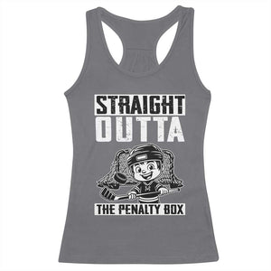 Straight Outta The Penalty Box Racerback Tank Top Funny Hockey Gift For Boys TS12 Charcoal Print Your Wear