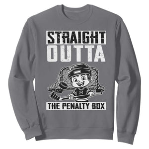 Straight Outta The Penalty Box Sweatshirt Funny Hockey Gift For Boys TS12 Charcoal Print Your Wear