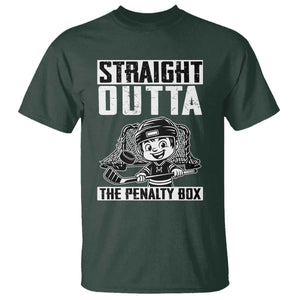 Straight Outta The Penalty Box T Shirt Funny Hockey Gift For Boys TS12 Dark Forest Green Print Your Wear
