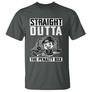 Straight Outta The Penalty Box T Shirt Funny Hockey Gift For Boys TS12 Dark Heather Print Your Wear