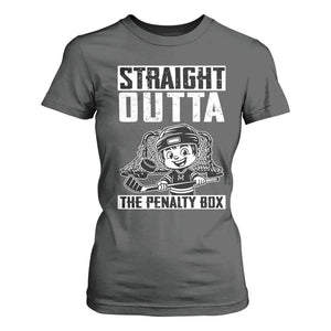 Straight Outta The Penalty Box T Shirt For Women Funny Hockey Gift For Boys TS12 Dark Heather Print Your Wear