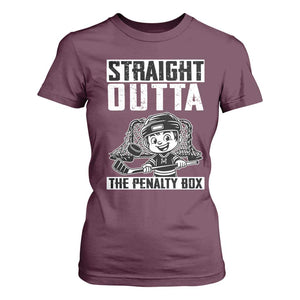Straight Outta The Penalty Box T Shirt For Women Funny Hockey Gift For Boys TS12 Maroon Print Your Wear