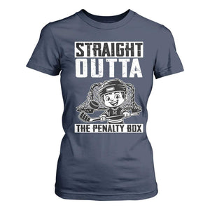 Straight Outta The Penalty Box T Shirt For Women Funny Hockey Gift For Boys TS12 Navy Print Your Wear