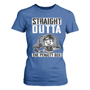Straight Outta The Penalty Box T Shirt For Women Funny Hockey Gift For Boys TS12 Royal Blue Print Your Wear