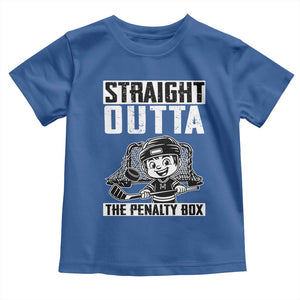 Straight Outta The Penalty Box Toddler T Shirt Funny Hockey Gift For Boys TS12 Royal Blue Print Your Wear