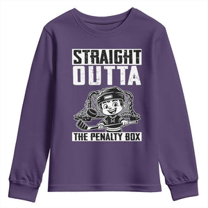 Straight Outta The Penalty Box Youth Sweatshirt Funny Hockey Gift For Boys TS12 Purple Print Your Wear