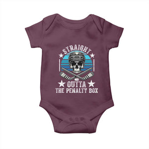 Straight Outta The Penalty Box Hockey Baby Onesie Funny Skull Player Gift TS12 Maroon Print Your Wear