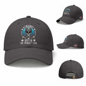Straight Outta The Penalty Box Hockey Baseball Cap Funny Skull Player Gift TS12 Baseball Cap Universal Fit Dark Gray Print Your Wear