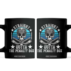 Straight Outta The Penalty Box Hockey Coffee Mug Funny Skull Player Gift TS12 Black Print Your Wear
