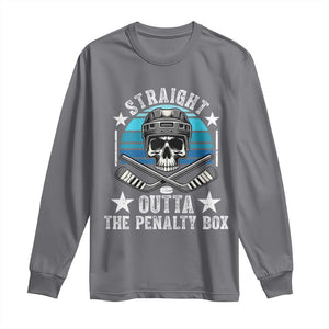 Straight Outta The Penalty Box Hockey Long Sleeve Shirt Funny Skull Player Gift TS12 Charcoal Print Your Wear