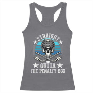 Straight Outta The Penalty Box Hockey Racerback Tank Top Funny Skull Player Gift TS12 Charcoal Print Your Wear