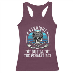 Straight Outta The Penalty Box Hockey Racerback Tank Top Funny Skull Player Gift TS12 Maroon Print Your Wear