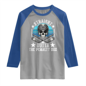 Straight Outta The Penalty Box Hockey Raglan Shirt Funny Skull Player Gift TS12 Sport Gray Royal Print Your Wear