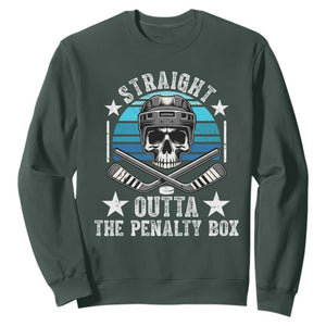 Straight Outta The Penalty Box Hockey Sweatshirt Funny Skull Player Gift TS12 Dark Forest Green Print Your Wear