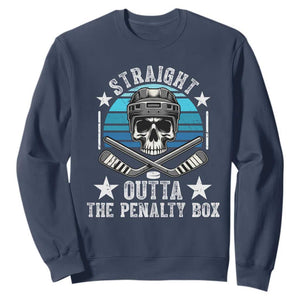 Straight Outta The Penalty Box Hockey Sweatshirt Funny Skull Player Gift TS12 Navy Print Your Wear