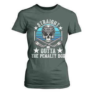 Straight Outta The Penalty Box Hockey T Shirt For Women Funny Skull Player Gift TS12 Dark Forest Green Print Your Wear