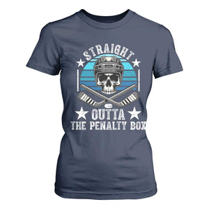 Straight Outta The Penalty Box Hockey T Shirt For Women Funny Skull Player Gift TS12 Navy Print Your Wear