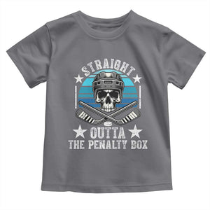 Straight Outta The Penalty Box Hockey Toddler T Shirt Funny Skull Player Gift TS12 Charcoal Print Your Wear