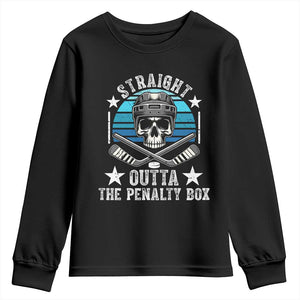 Straight Outta The Penalty Box Hockey Youth Sweatshirt Funny Skull Player Gift TS12 Black Print Your Wear