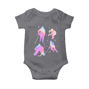 Iridescent Effect Hockey Players Retro Sport Lover Gift Baby Onesie TS12 Charcoal Print Your Wear