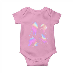 Iridescent Effect Hockey Players Retro Sport Lover Gift Baby Onesie TS12 Light Pink Print Your Wear