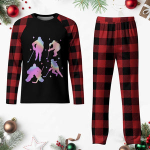 Iridescent Effect Hockey Players Retro Sport Lover Gift Plaid Pajama Set TS12 Buffalo Plaid Print Your Wear