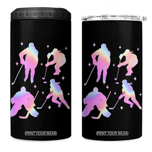 Iridescent Effect Hockey Players Retro Sport Lover Gift 4 in 1 Can Cooler Tumbler TS12 One Size: 16 oz Black Print Your Wear