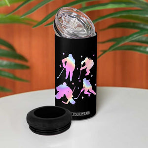 Iridescent Effect Hockey Players Retro Sport Lover Gift 4 in 1 Can Cooler Tumbler TS12 Print Your Wear