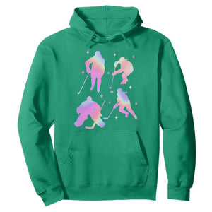 Iridescent Effect Hockey Players Retro Sport Lover Gift Hoodie TS12 Irish Green Print Your Wear