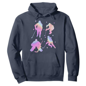 Iridescent Effect Hockey Players Retro Sport Lover Gift Hoodie TS12 Navy Print Your Wear