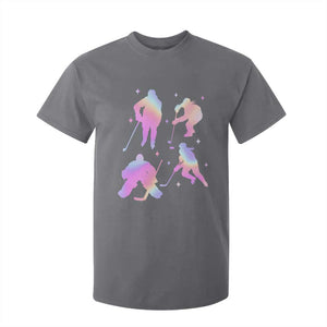 Iridescent Effect Hockey Players Retro Sport Lover Gift T Shirt For Kid TS12 Charcoal Print Your Wear