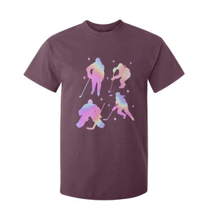 Iridescent Effect Hockey Players Retro Sport Lover Gift T Shirt For Kid TS12 Maroon Print Your Wear