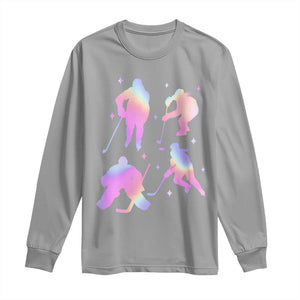 Iridescent Effect Hockey Players Retro Sport Lover Gift Long Sleeve Shirt TS12 Sport Gray Print Your Wear