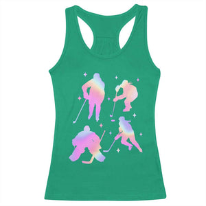 Iridescent Effect Hockey Players Retro Sport Lover Gift Racerback Tank Top TS12 Irish Green Print Your Wear