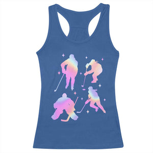 Iridescent Effect Hockey Players Retro Sport Lover Gift Racerback Tank Top TS12 Royal Blue Print Your Wear