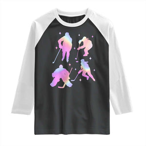 Iridescent Effect Hockey Players Retro Sport Lover Gift Raglan Shirt TS12 Black White Print Your Wear