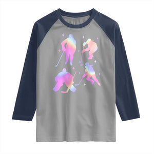 Iridescent Effect Hockey Players Retro Sport Lover Gift Raglan Shirt TS12 Sport Gray Navy Print Your Wear