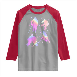 Iridescent Effect Hockey Players Retro Sport Lover Gift Raglan Shirt TS12 Sport Gray Red Print Your Wear