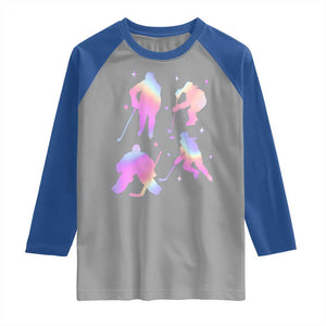 Iridescent Effect Hockey Players Retro Sport Lover Gift Raglan Shirt TS12 Sport Gray Royal Print Your Wear