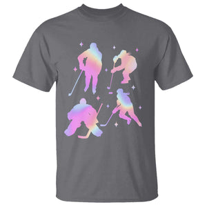Iridescent Effect Hockey Players Retro Sport Lover Gift T Shirt TS12 Charcoal Print Your Wear