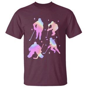 Iridescent Effect Hockey Players Retro Sport Lover Gift T Shirt TS12 Maroon Print Your Wear
