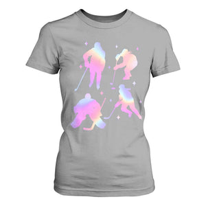 Iridescent Effect Hockey Players Retro Sport Lover Gift T Shirt For Women TS12 Sport Gray Print Your Wear