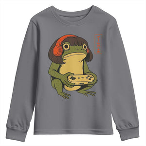 Funny Frog Bob Haircut Gamer Meme Youth Sweatshirt Game Lover TS12 Charcoal Print Your Wear