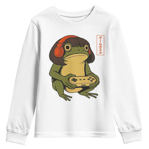Funny Frog Bob Haircut Gamer Meme Youth Sweatshirt Game Lover TS12 White Print Your Wear