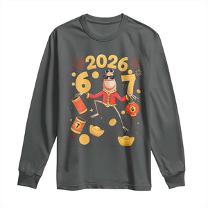 Funny Marcus The Worm Six Seven Meme Long Sleeve Shirt Lunar New Year 2026 Gift TS12 Dark Heather Print Your Wear