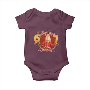 Funny Marcus The Worm Six Seven Lunar New Year Meme Baby Onesie TS12 Maroon Print Your Wear