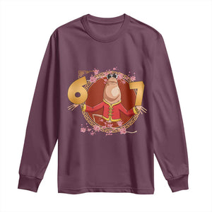 Funny Marcus The Worm Six Seven Lunar New Year Meme Long Sleeve Shirt TS12 Maroon Print Your Wear