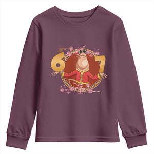 Funny Marcus The Worm Six Seven Lunar New Year Meme Youth Sweatshirt TS12 Maroon Print Your Wear