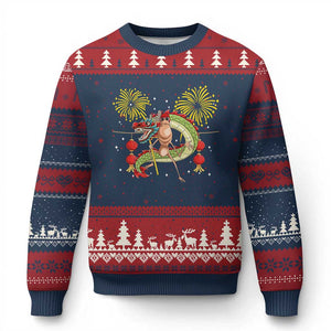 Funny Marcus The Worm Meme Ugly Christmas Sweater Viral Lunar New Year TS12 Navy Red Print Your Wear