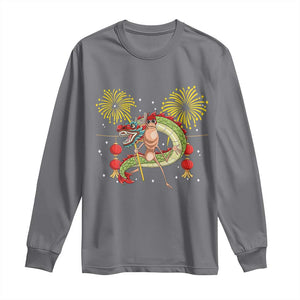Funny Marcus The Worm Meme Long Sleeve Shirt Viral Lunar New Year TS12 Charcoal Print Your Wear